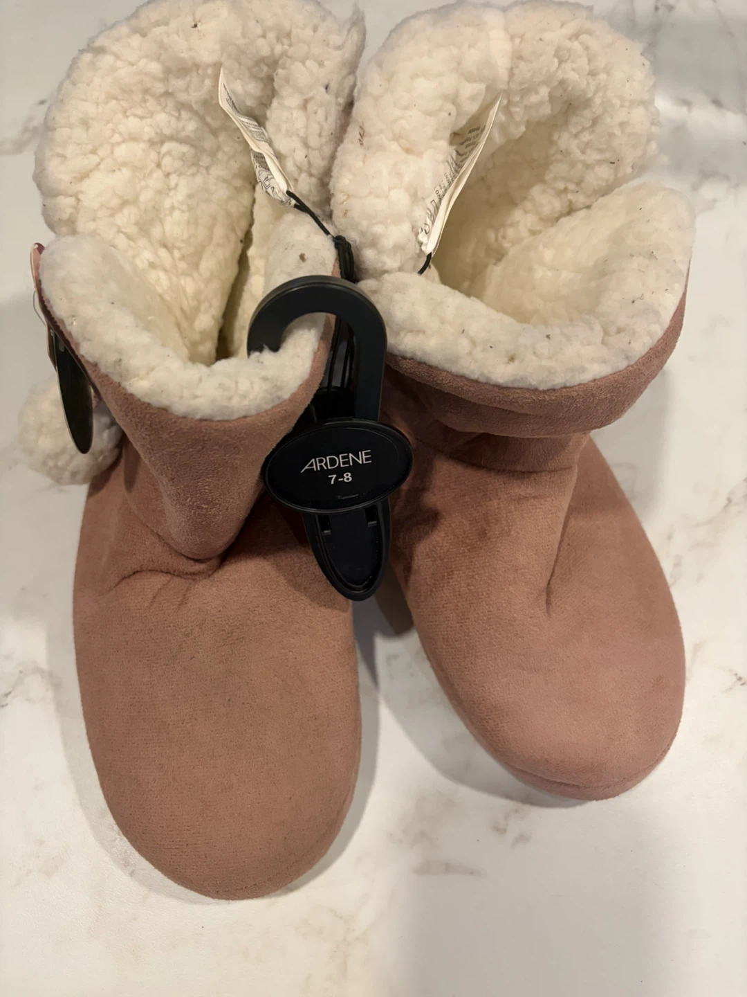 Ardene Pink Faux Suede Slippers Size 7-8