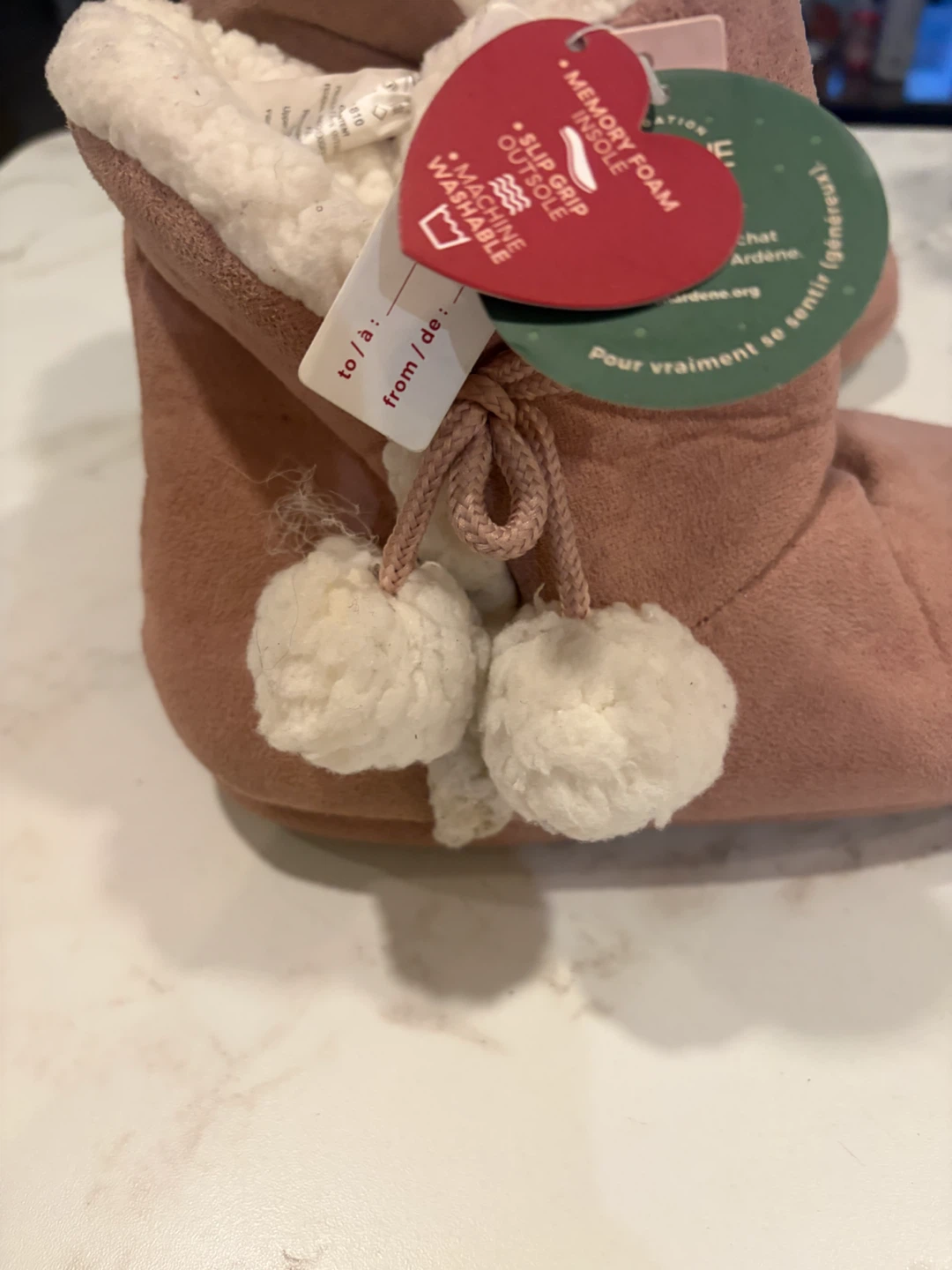 Ardene Pink Faux Suede Slippers Size 7-8 - photo 2