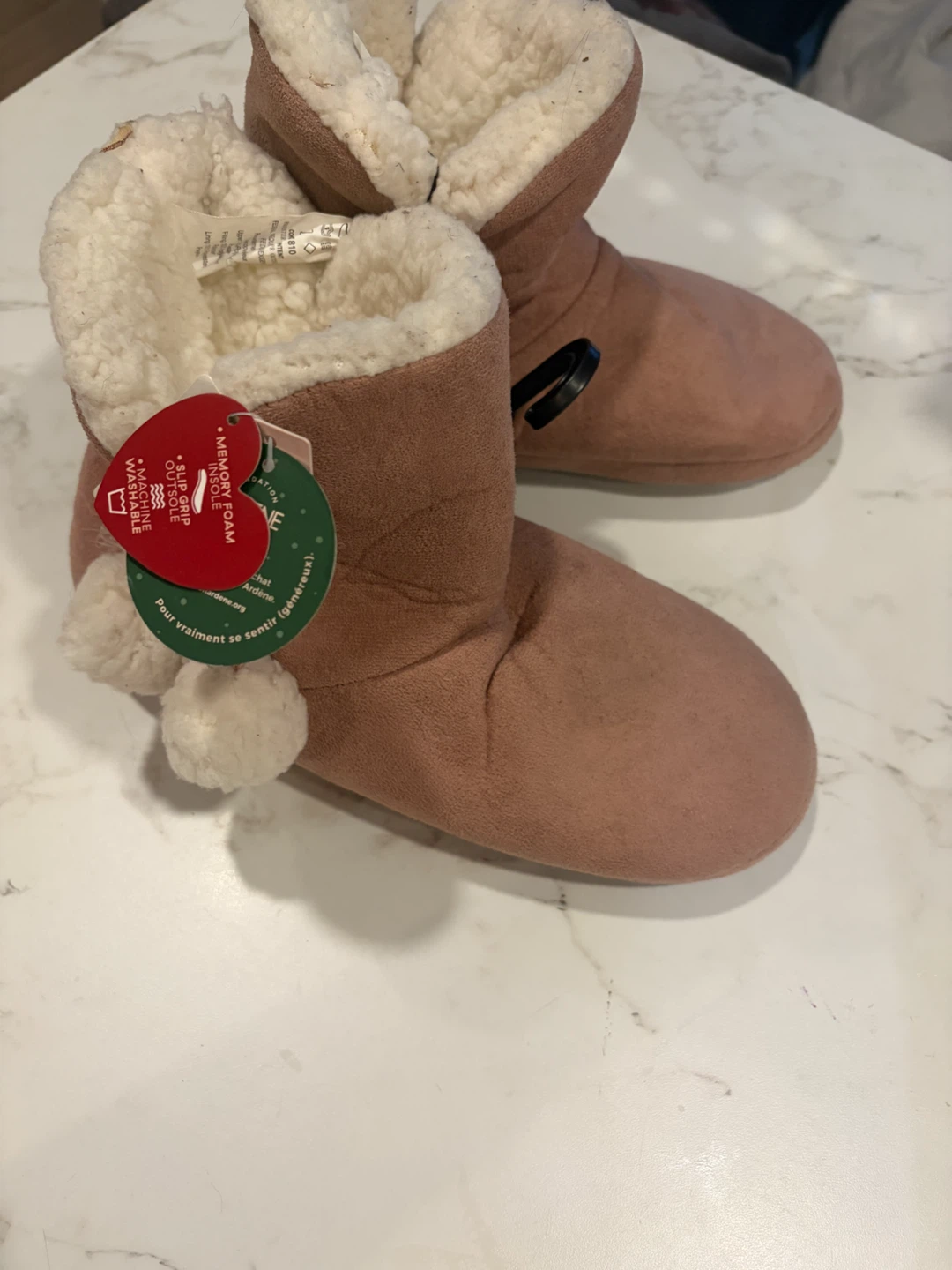 Ardene Pink Faux Suede Slippers Size 7-8 - photo 3