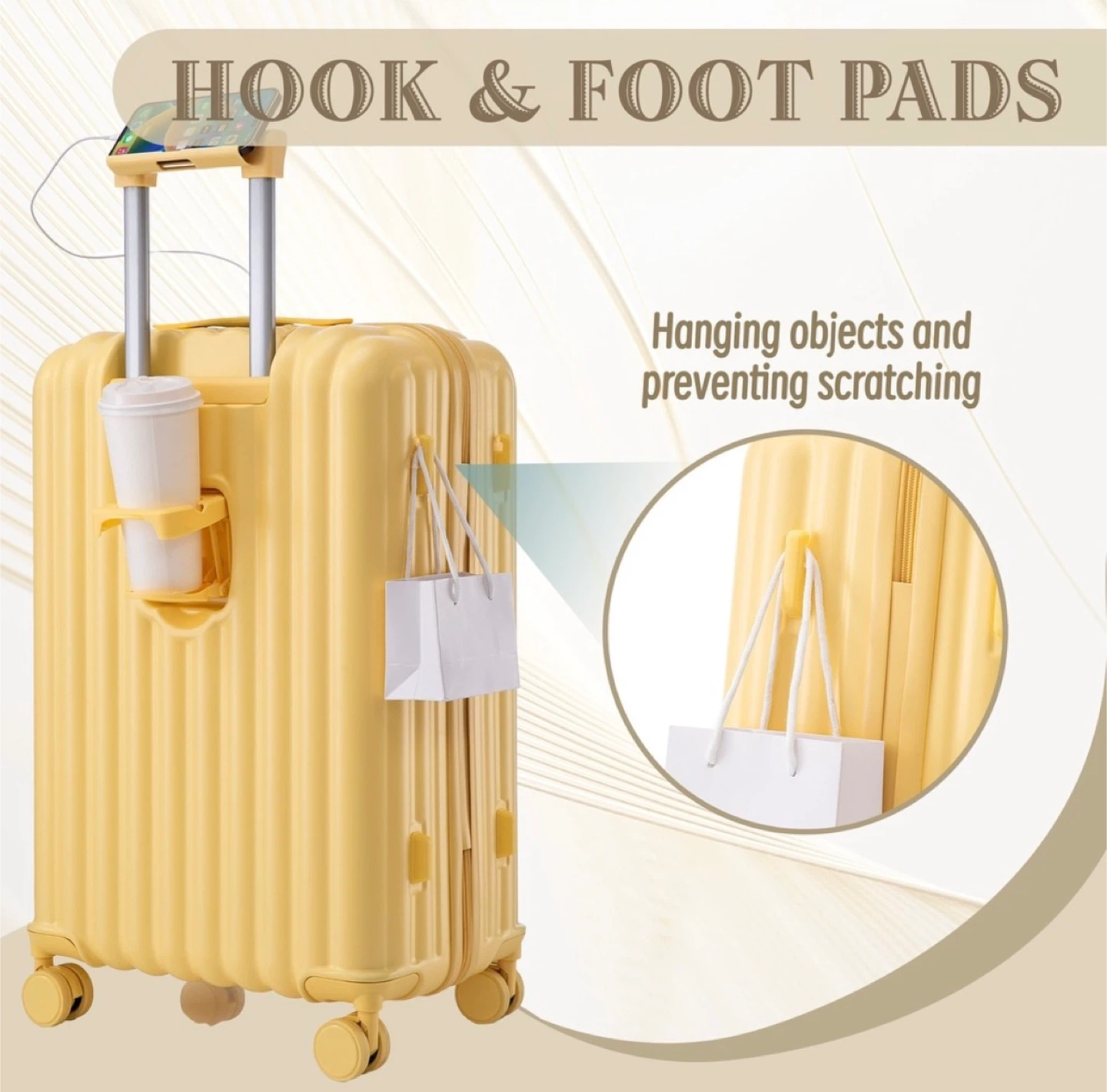 Yellow Hardshell Luggage with Combination Lock & USB Port - photo 4