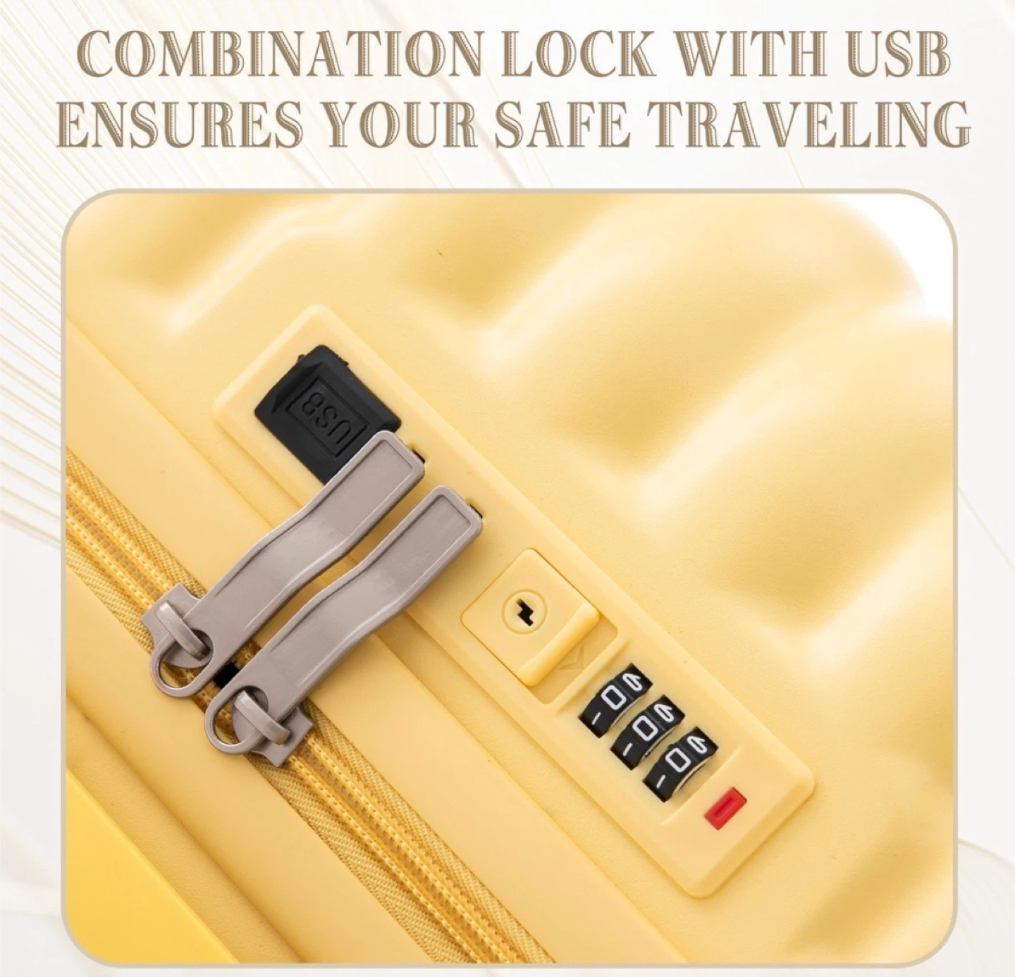 Yellow Hardshell Luggage with Combination Lock & USB Port - photo 5