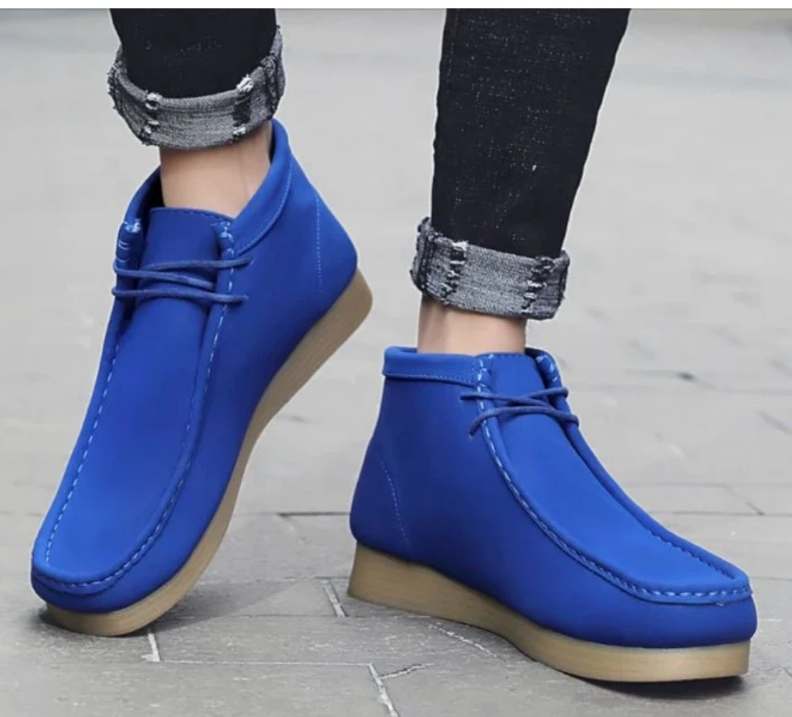 Amali Jason Men's Royal Blue Suede British Style Chukka Boots