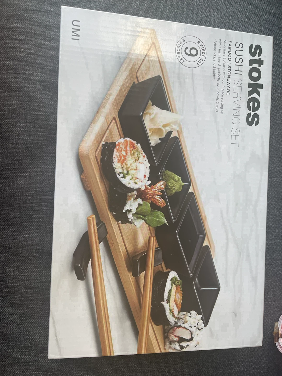 Stokes Sushi Serving Set Bamboo Stoneware 8 Piece