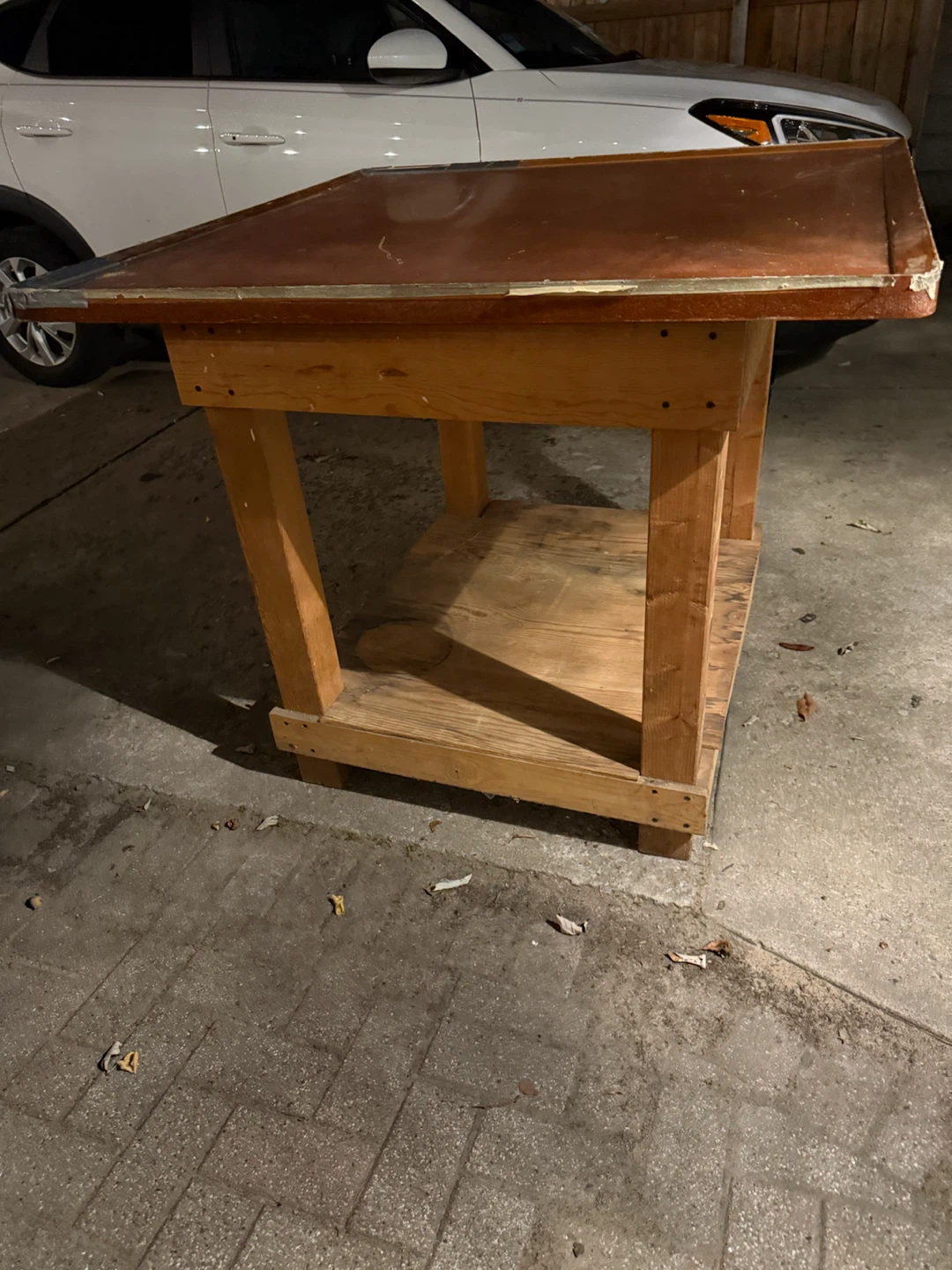 Wooden Workbench with Copper Top
