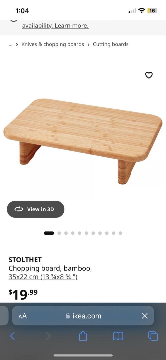 IKEA STOLTHET Bamboo Chopping Board 35x22 cm