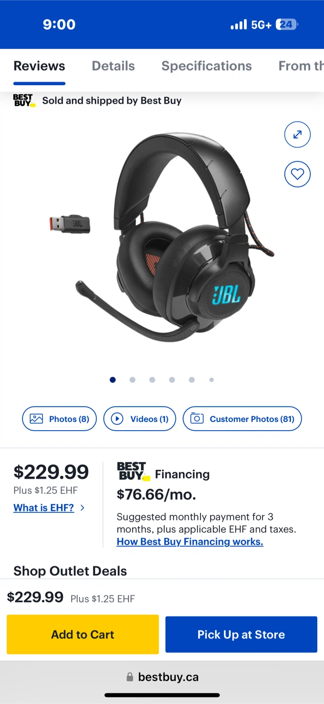 JBL Quantum Wireless Gaming Headset with Mic