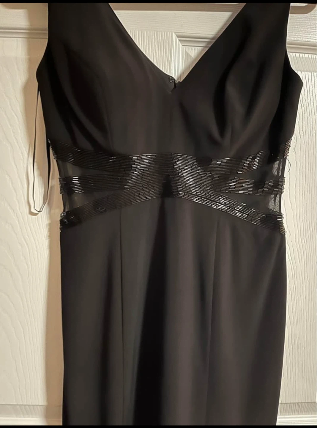 Black Beaded Sheath  Dress -Size 6- Knee length
