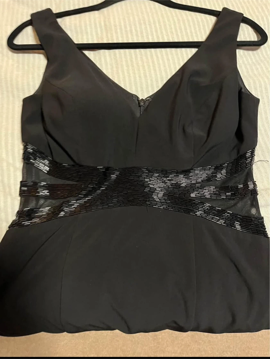 Black Beaded Sheath  Dress -Size 6- Knee length - photo 2