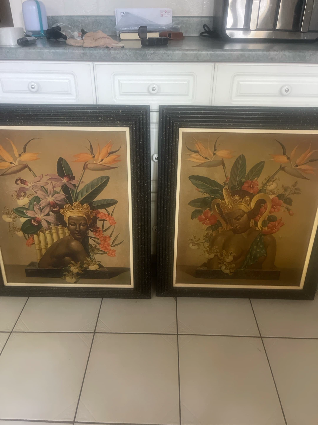 Vintage Tropical Art Paintings (Set of 2)