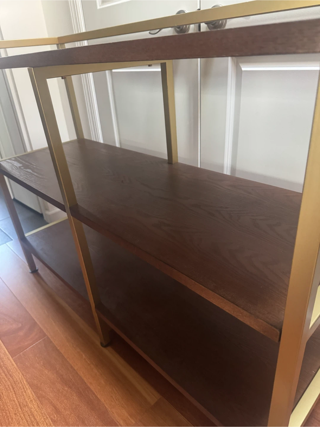 3-Shelf Gold  and Wood Console Table - photo 3