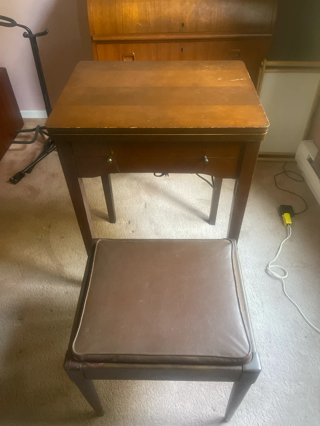 Viking Sewing Machine with Cabinet and Stool