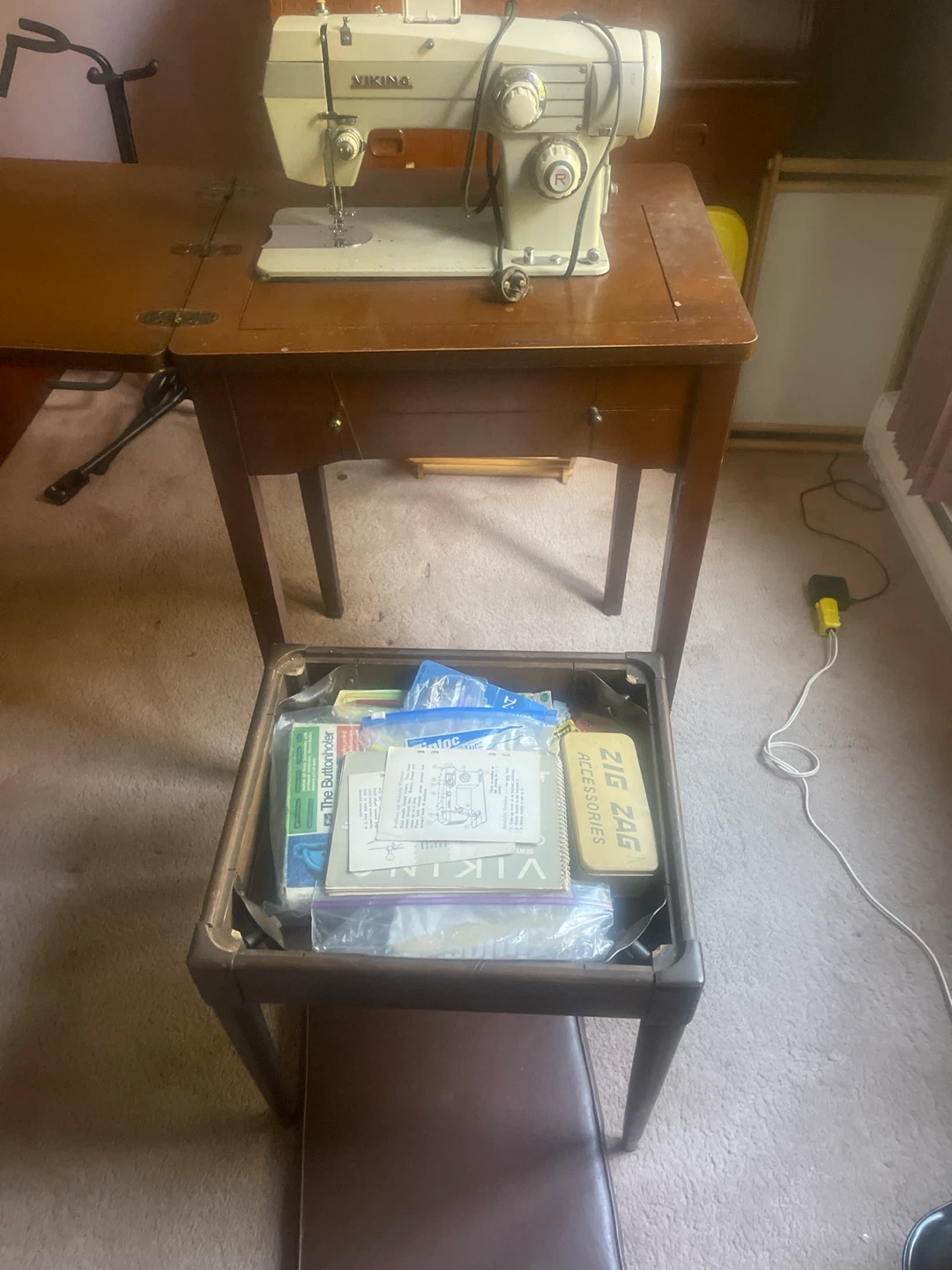 Viking Sewing Machine with Cabinet and Stool - photo 4