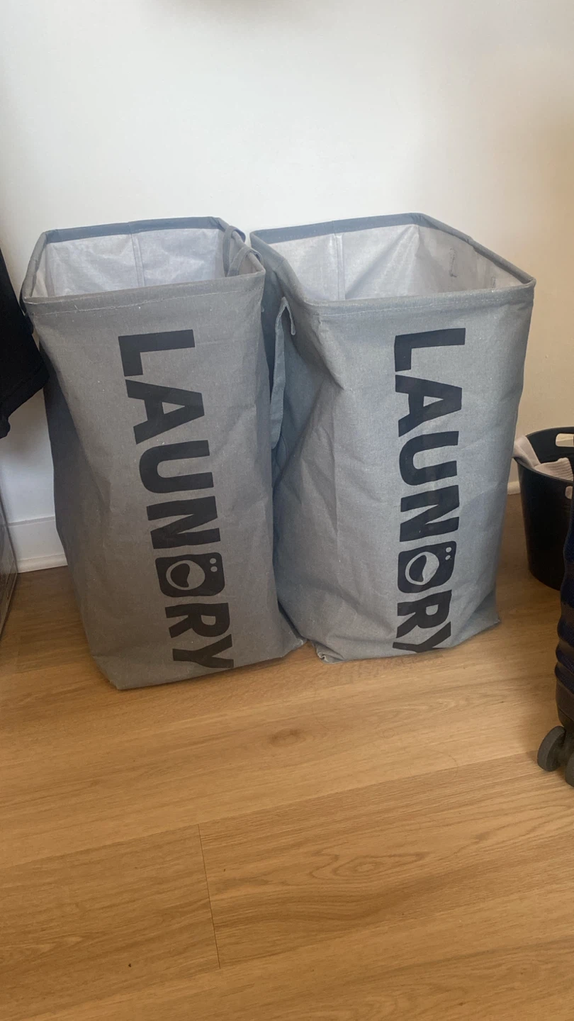 Set of 2 Grey Laundry Baskets