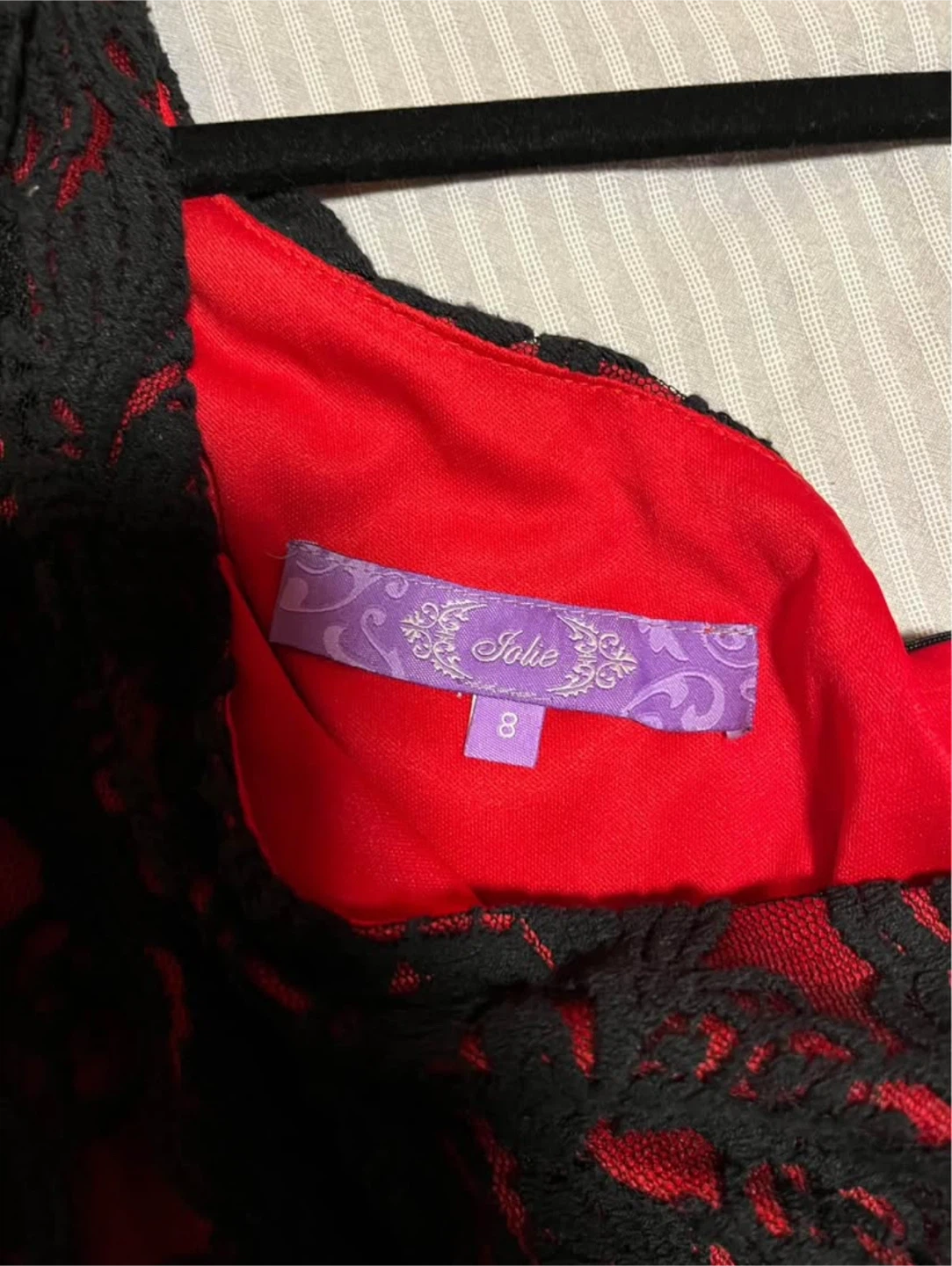 Jolie black and red lace one-shoulder dress size 8 - photo 5