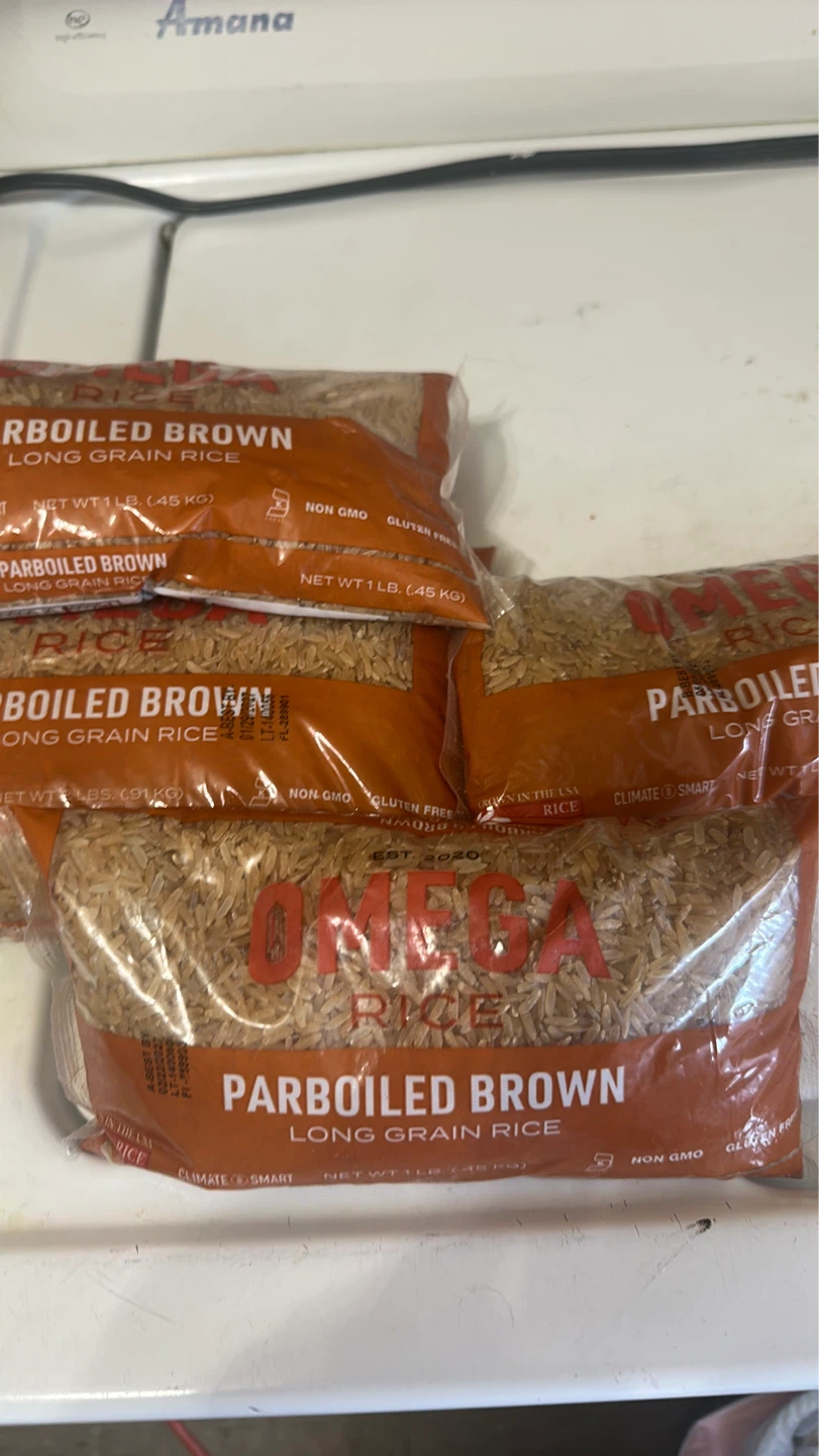 Omega Rice Parboiled Brown Long Grain Rice - 1 lb Bags
