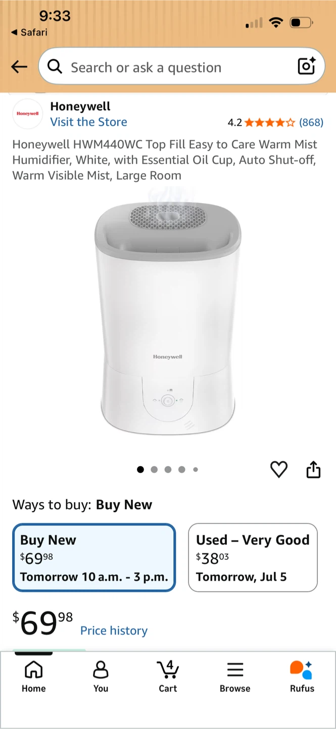 Honeywell HWM440WC Warm Mist Humidifier - photo 3