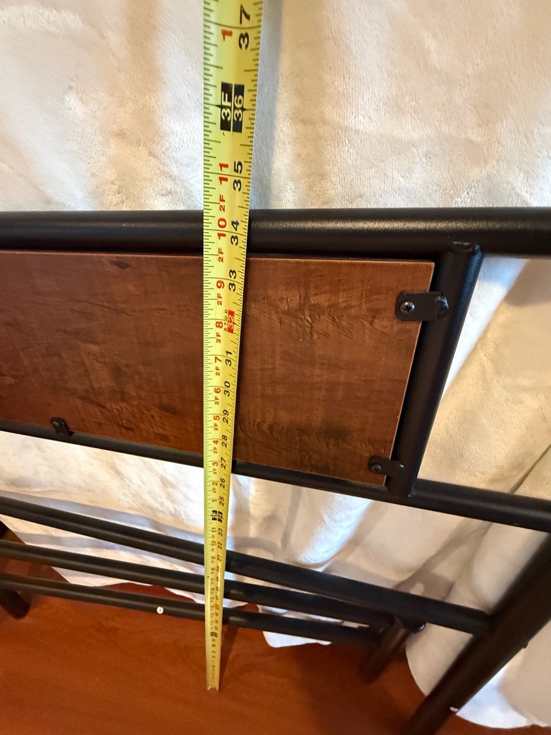 Metal Twin Bed Frame with Wood Headboard - photo 2