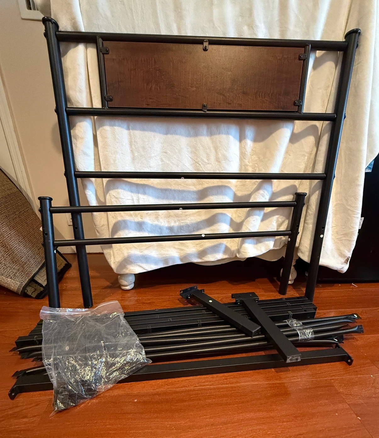 Metal Twin Bed Frame with Wood Headboard - photo 3