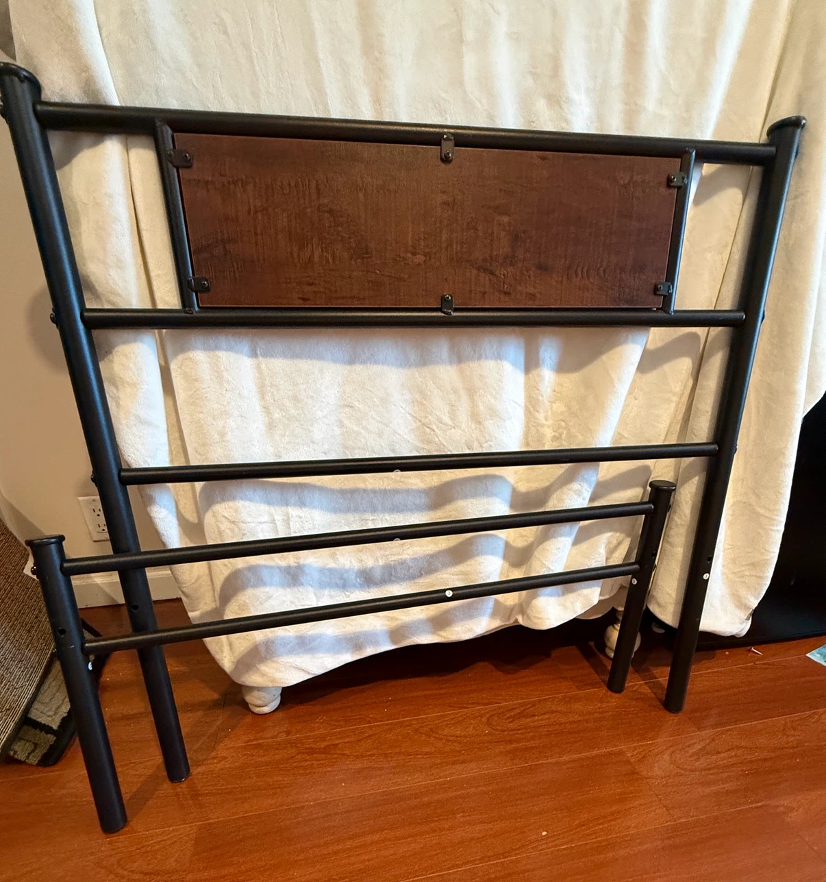 Metal Twin Bed Frame with Wood Headboard - photo 4