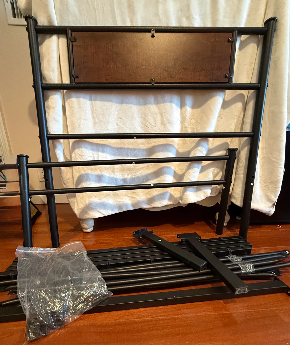 Metal Twin Bed Frame with Wood Headboard - photo 5