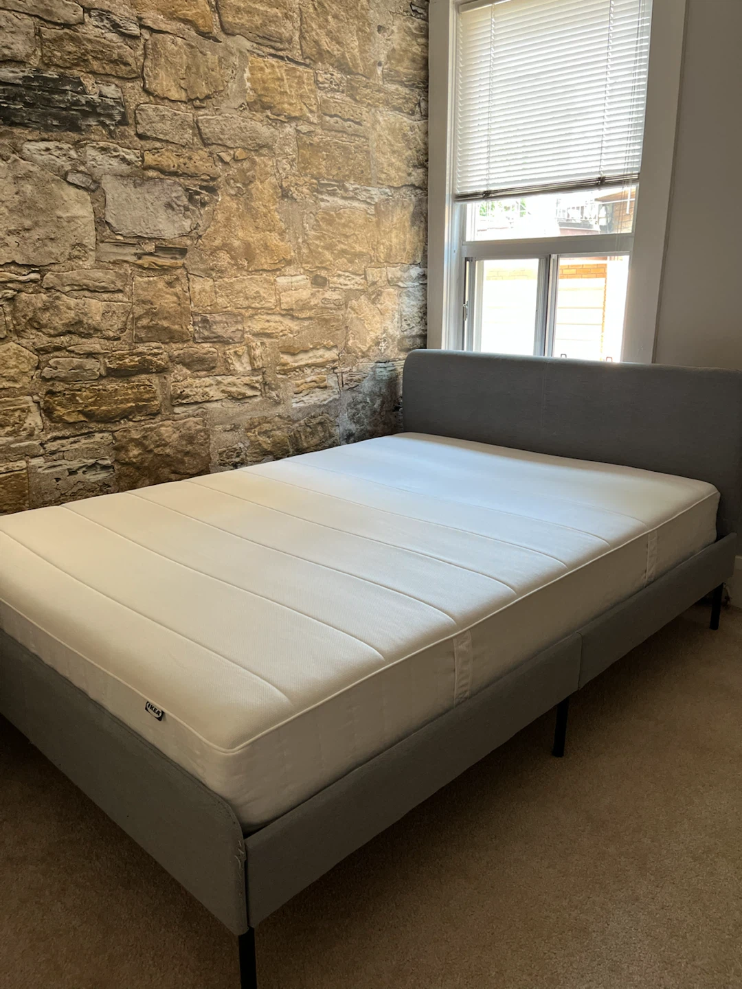 IKEA SLATTUM Full Upholstered Bed Frame WITH mattress - photo 3