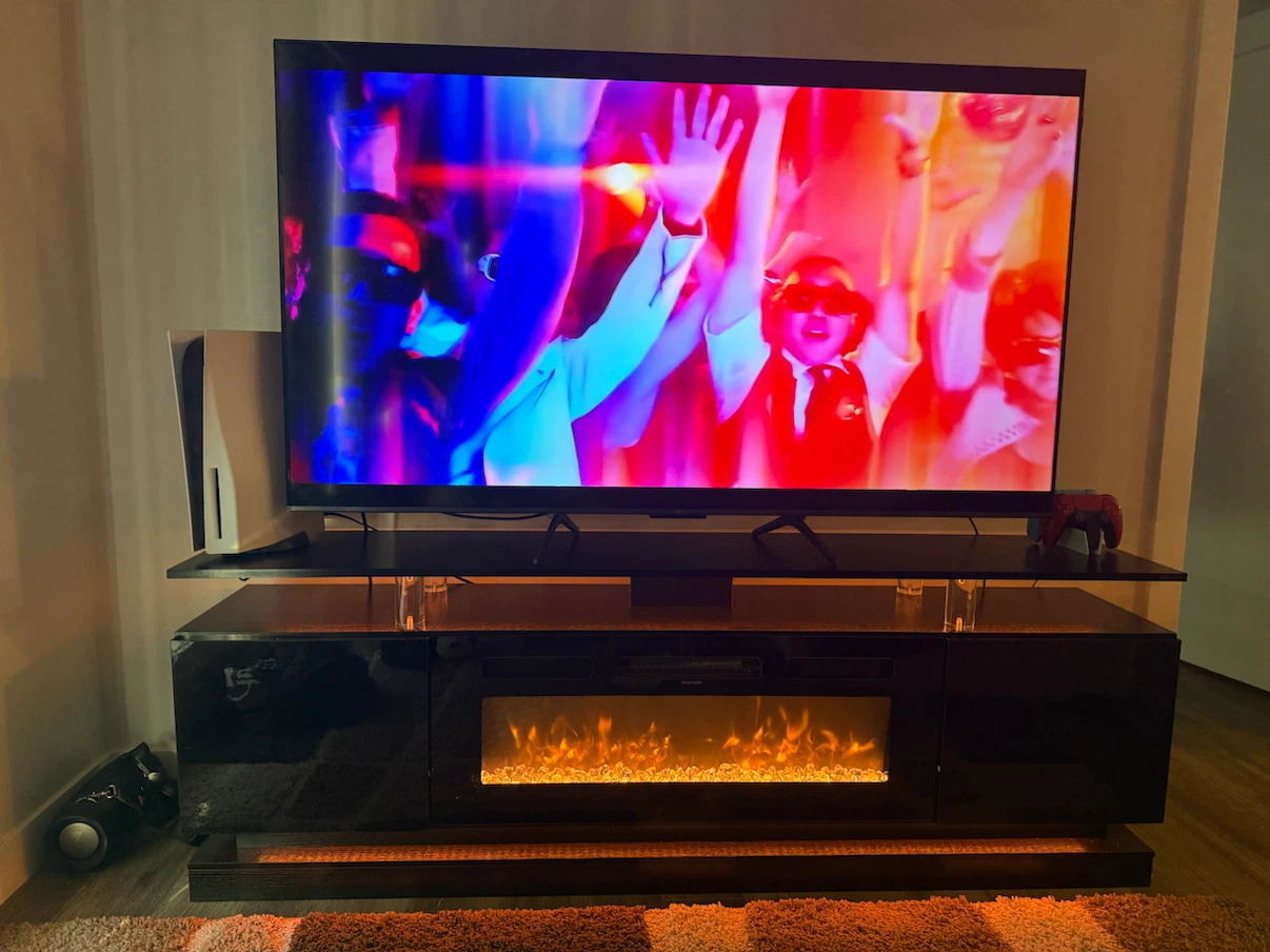 BRAND NEW TV STAND WITH ELECTRIC FIREPLACE - NEWLY ASSEMBLED