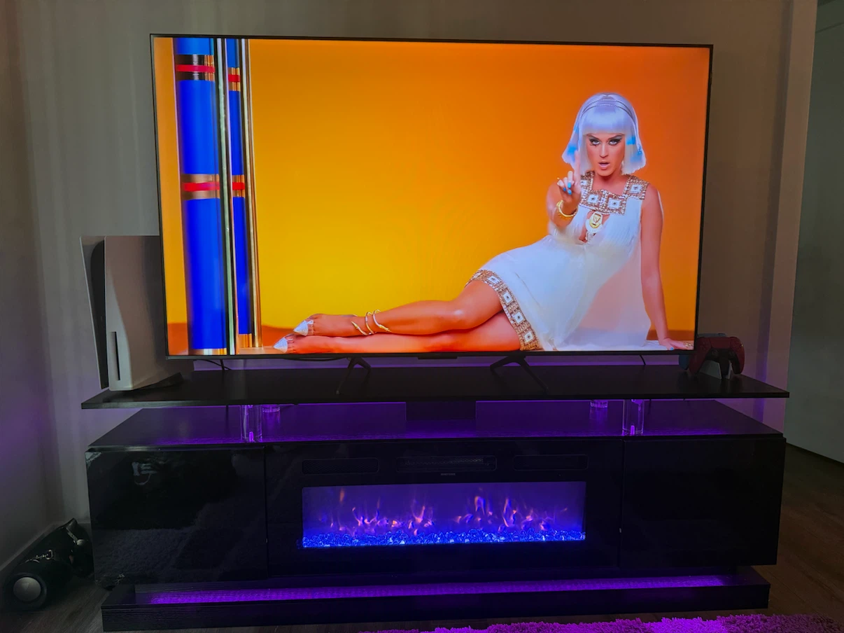 BRAND NEW TV STAND WITH ELECTRIC FIREPLACE - NEWLY ASSEMBLED - photo 3