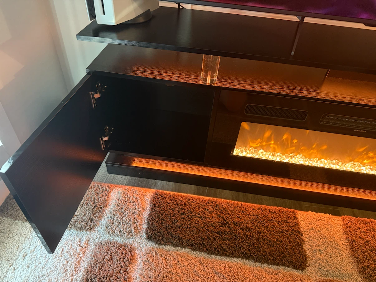 BRAND NEW TV STAND WITH ELECTRIC FIREPLACE - NEWLY ASSEMBLED - photo 5