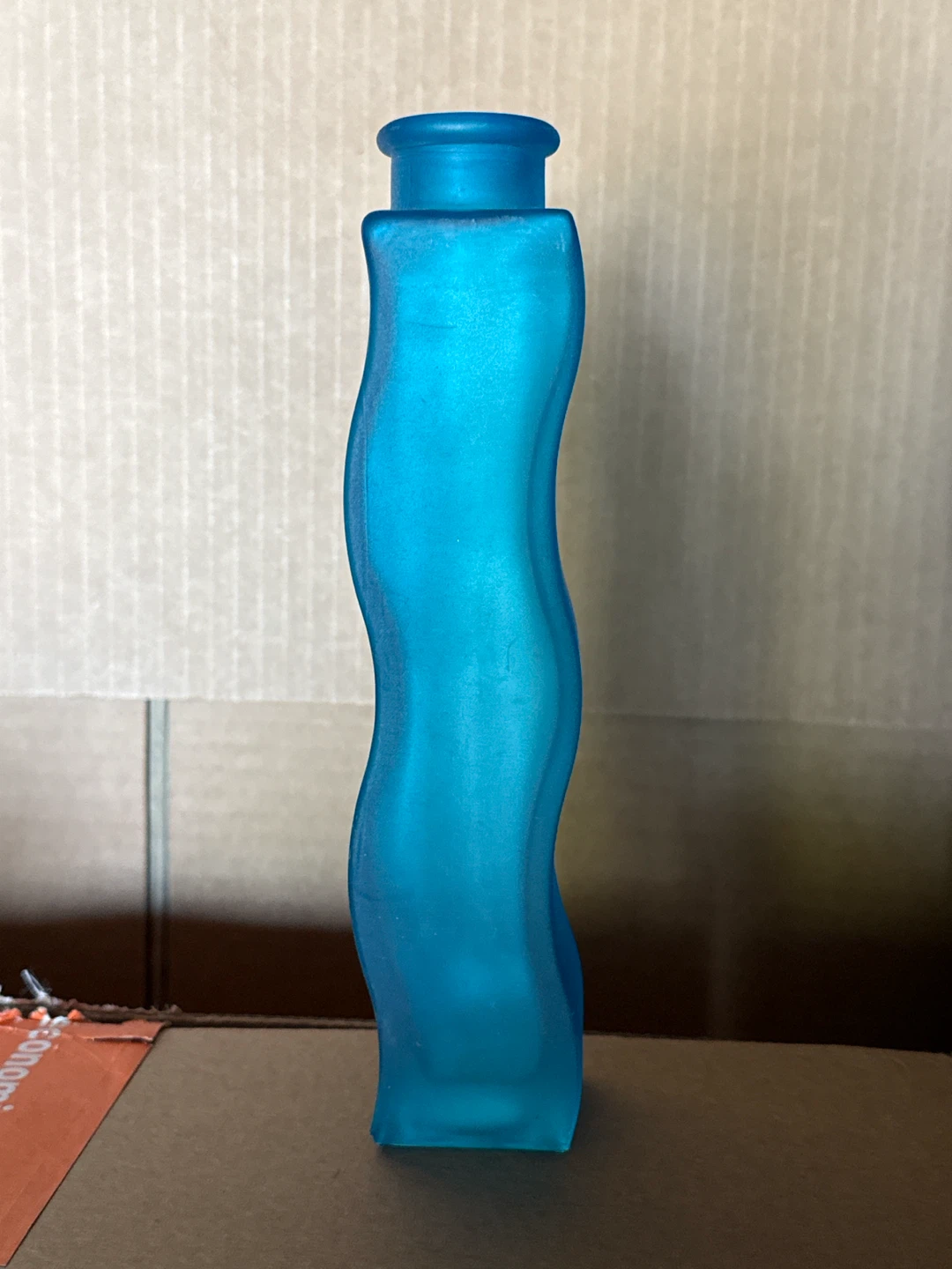 Blue wave-shaped decorative vase