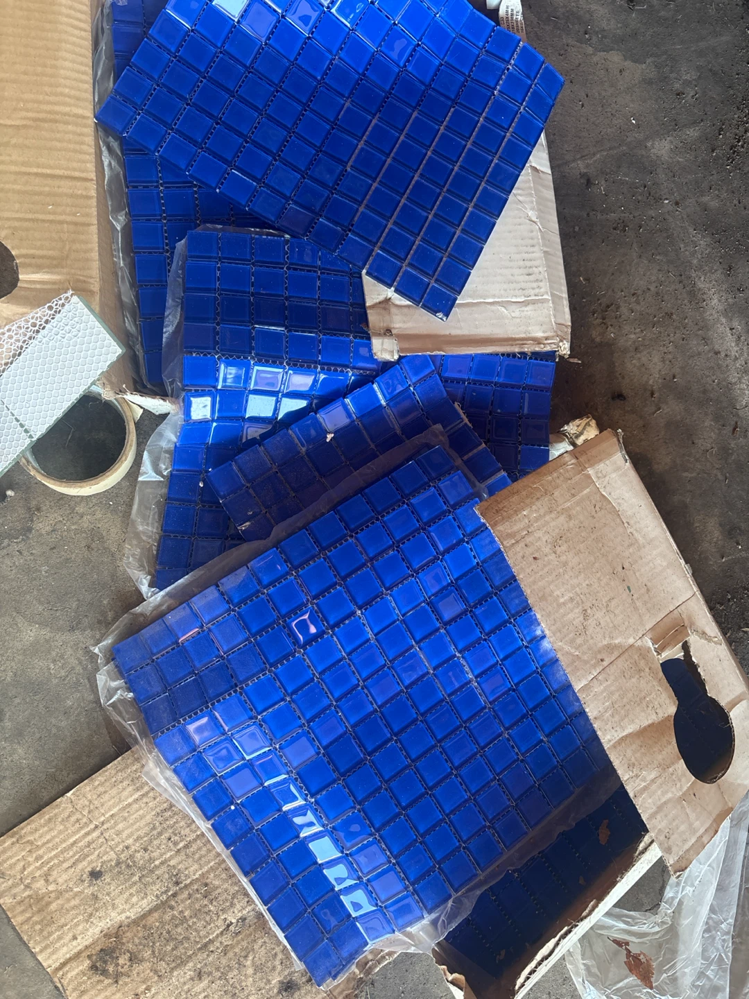 2 boxes of Blue Glass Mosaic Tiles