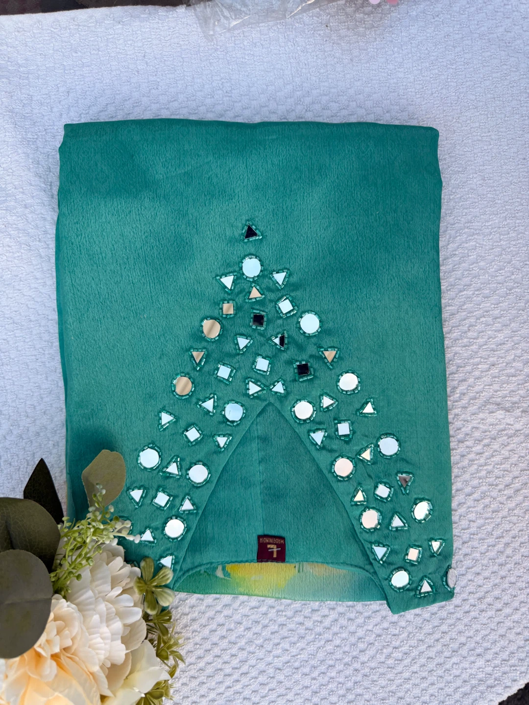 Teal Kurti with Mirror Work - photo 2