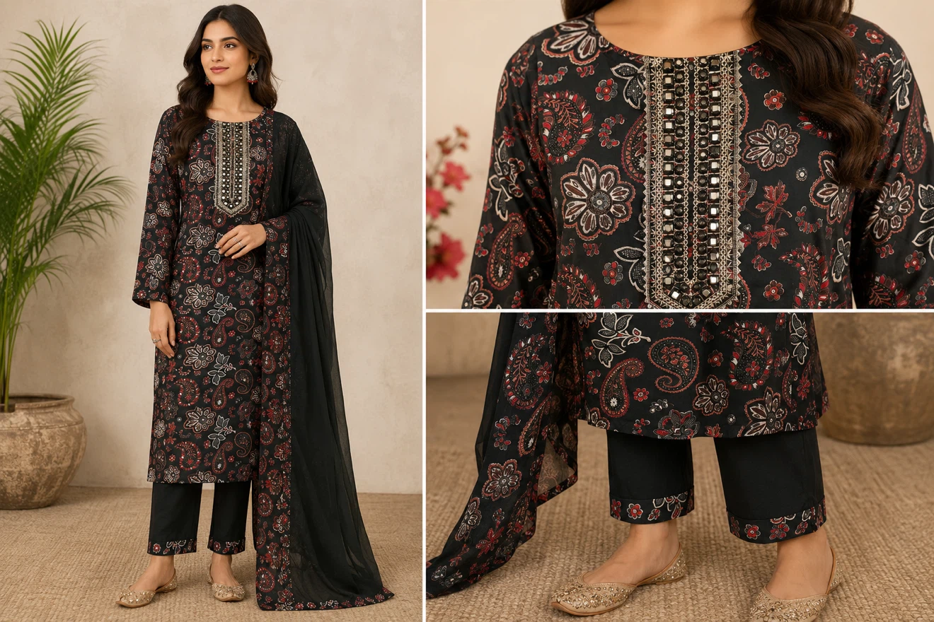 Women's 3-Piece Bandhani Print Kurta Set with Dupatta - photo 3