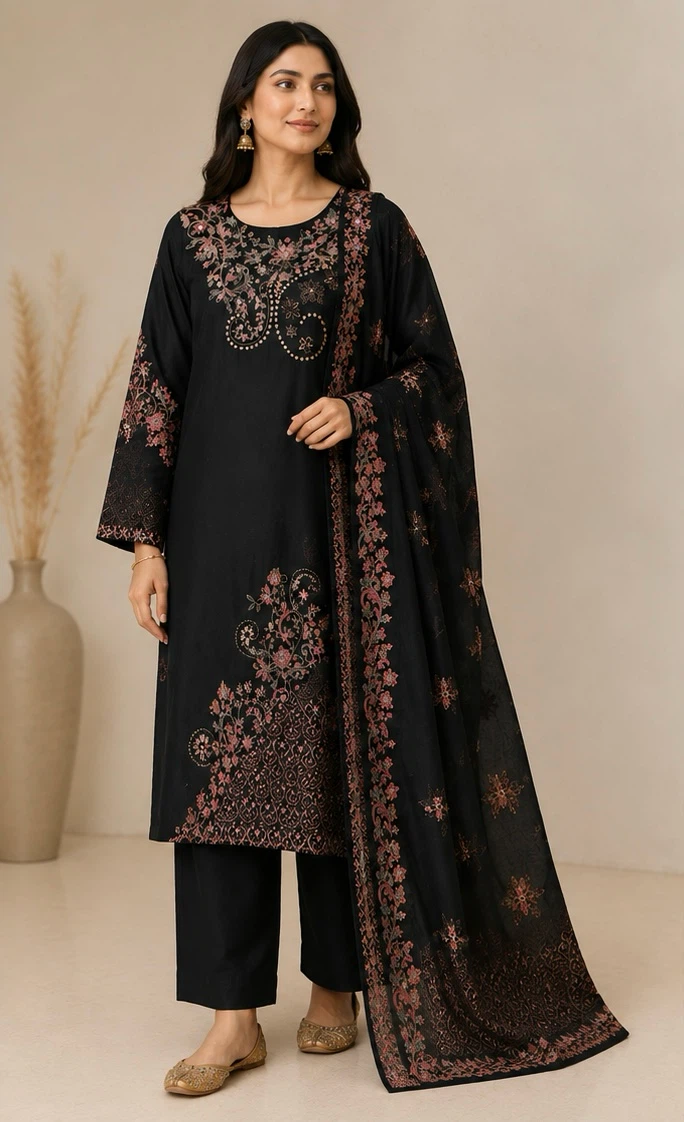 Black Suit with Dupatta