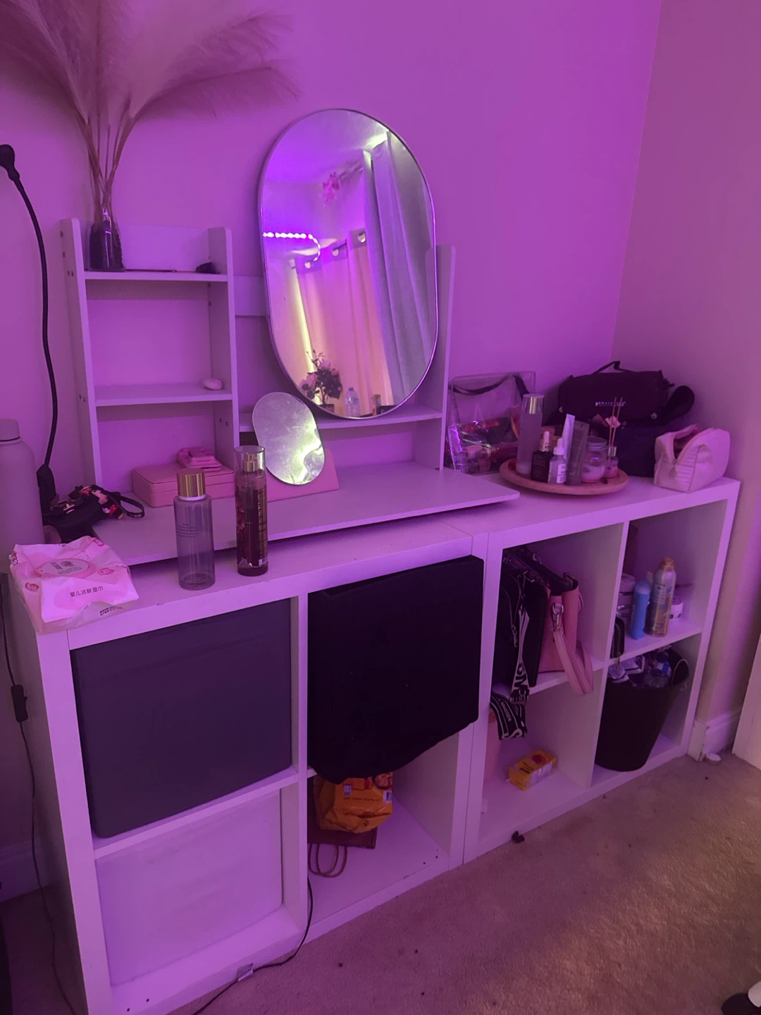 White Cube Storage Unit with Mirror