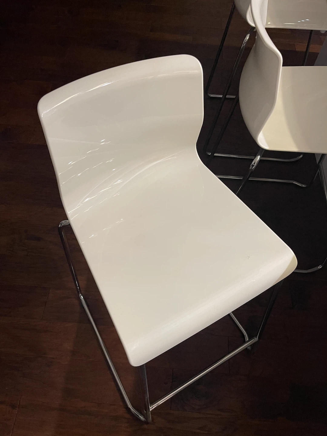 (Set of 2) IKEA Glenn White Bar Stool with Chrome Base - photo 2