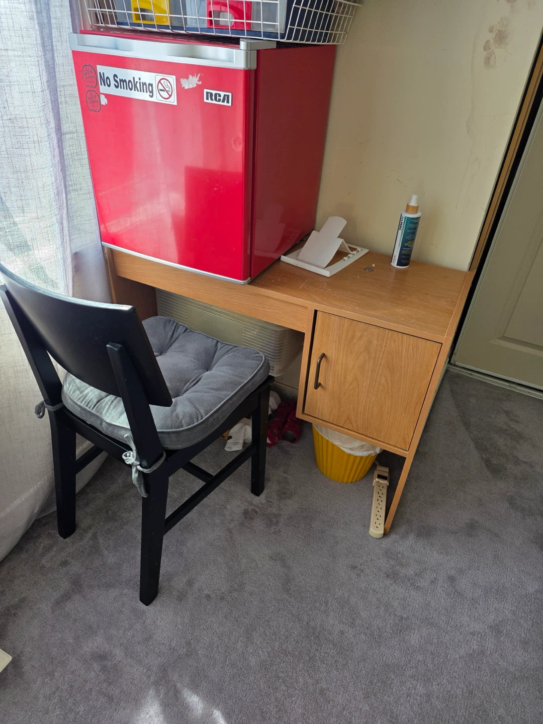 RCA Red Mini Fridge + desk & chair