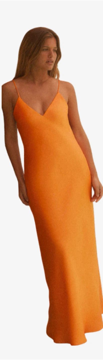 Orange Satin Wedding Guest Dress - photo 2