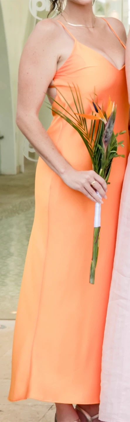 Orange Satin Wedding Guest Dress - photo 3