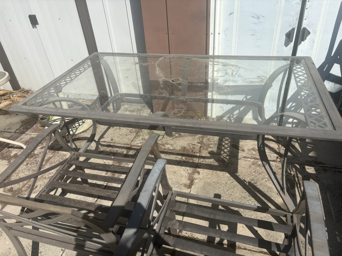 Metal patio dining set with glass top - photo 2