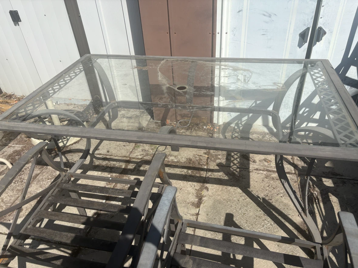 Metal patio dining set with glass top - photo 3