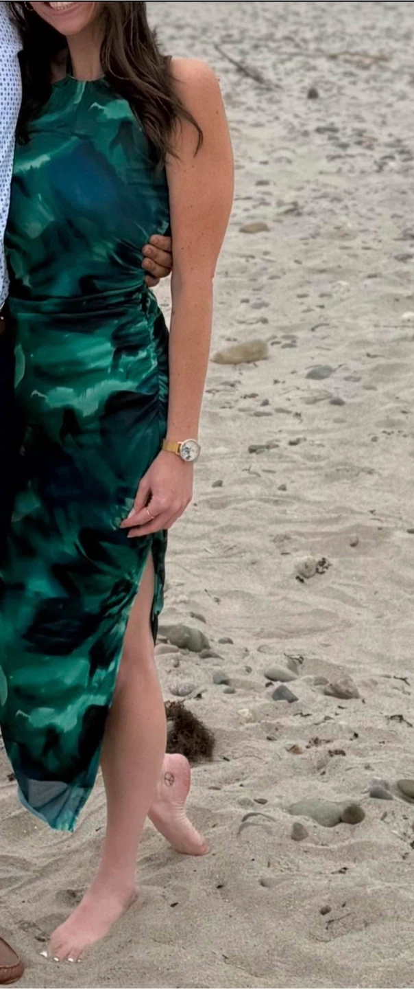 Blue/Green Mesh Halter Wedding Guest Dress - photo 3