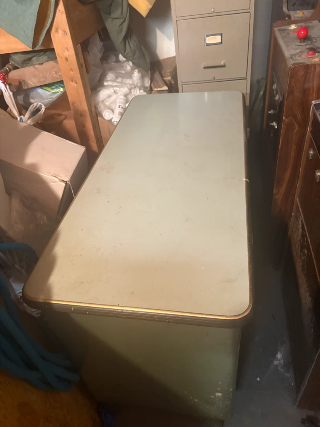 Vintage Light Green Metal Desk