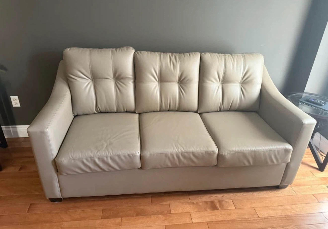 Beige Faux Leather Sofa