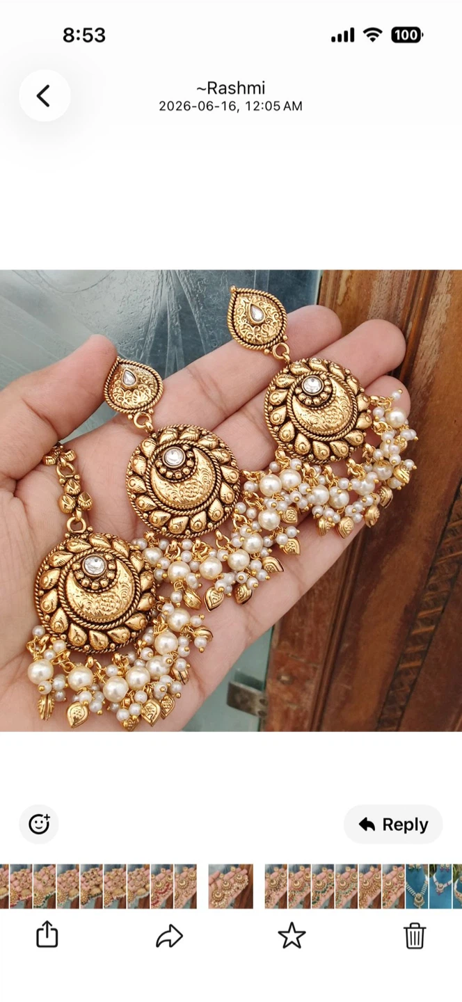 Gold Tone Chandelier Earrings with Pearls
