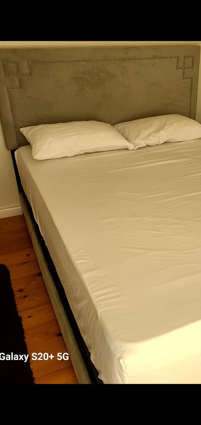 Grey Suede Headboard with mattress
