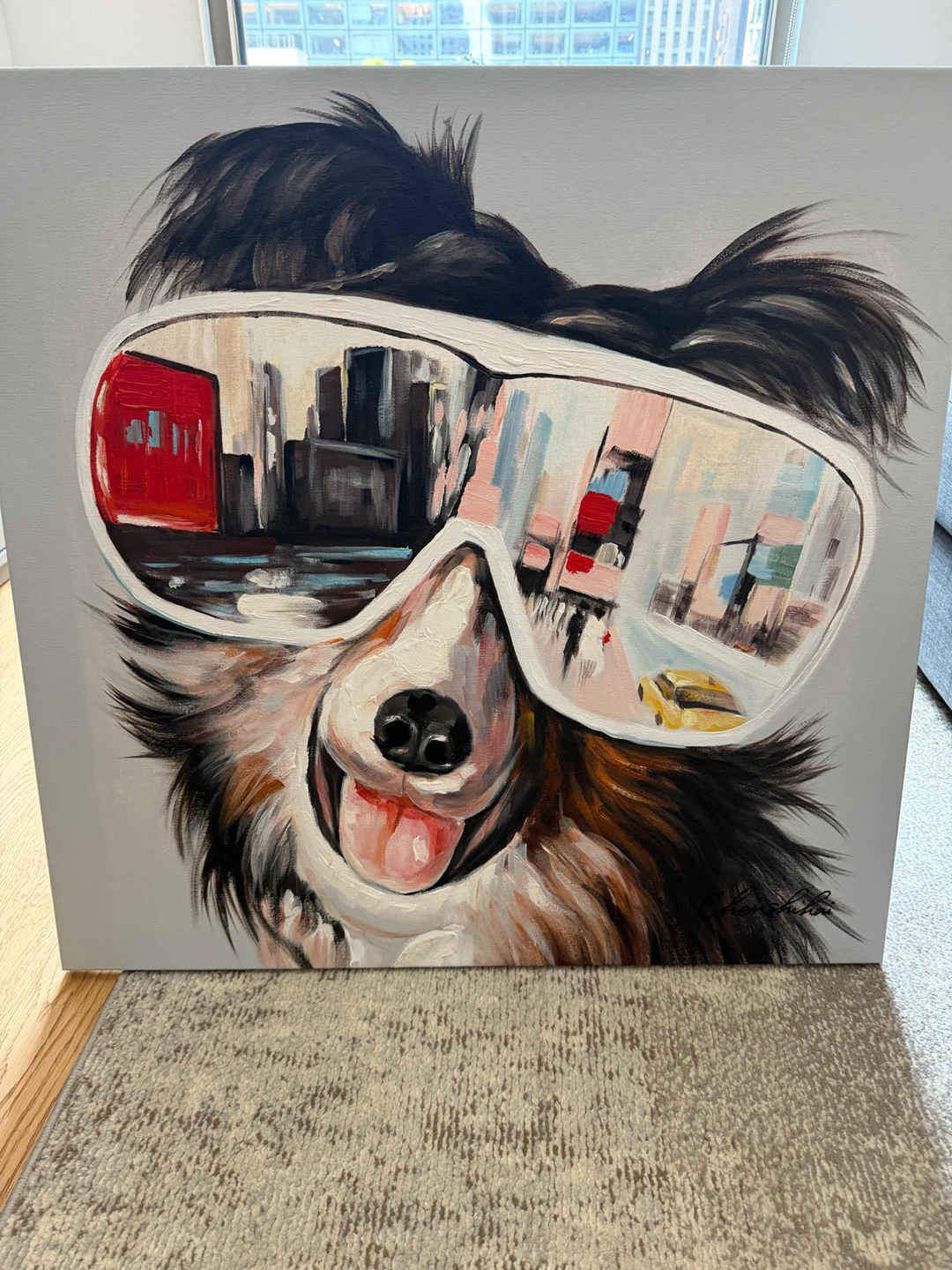 Original Painting of Dog in Sunglasses