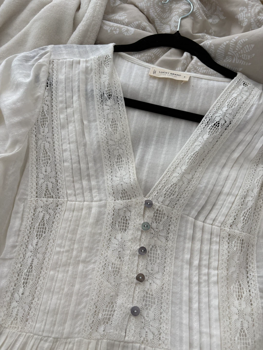 Lucky Brand White Lace Trim Dress Size S - photo 4