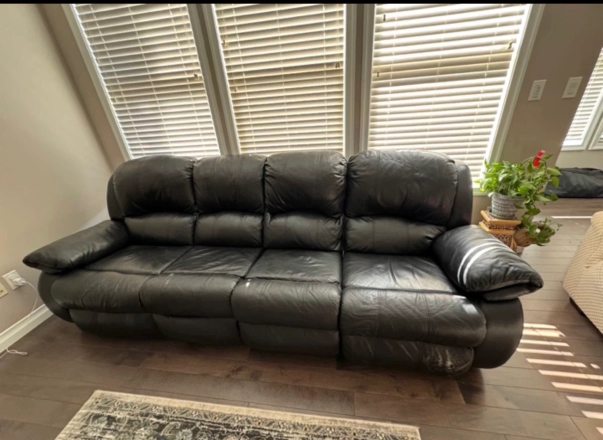 Black Leather Reclining Sofa