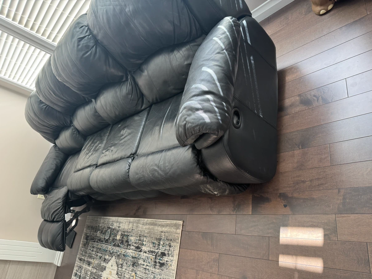Black Leather Reclining Sofa - photo 2