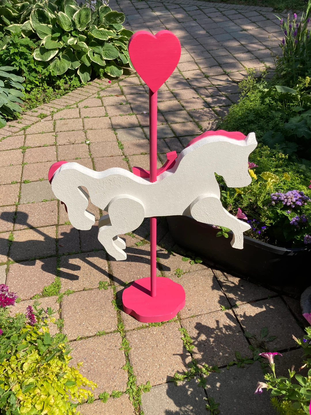 Pink and White Carousel Horse Decoration - photo 2